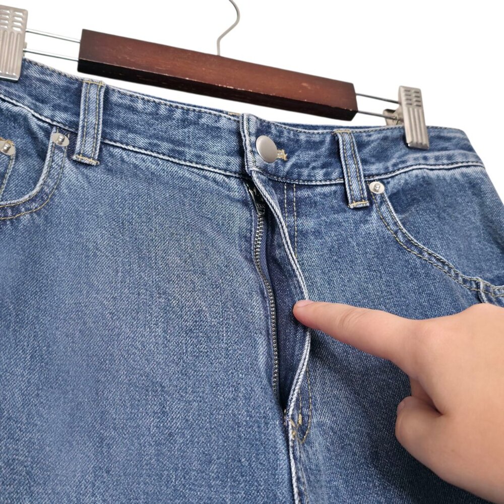 Tibi Spring Denim Tuck Classic Blue Jean High Waisted Pleated Pants Size 24 - Picture 7 of 13
